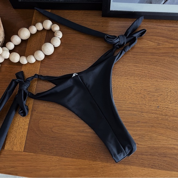 BLACK THONG ADJUSTABLE BIKINI BOTTOMS #0348 - Picture 2 of 6